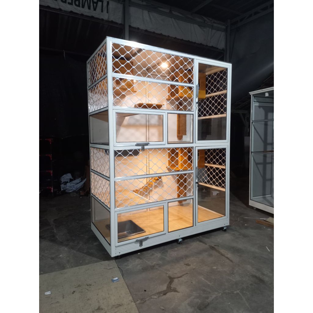 KANDANG KUCING 2 KAMAR JUMBO / KANDANG KUCING PREMIUM / KANDANG KUCING ALUMINIUM TERBARU / KANDANG K