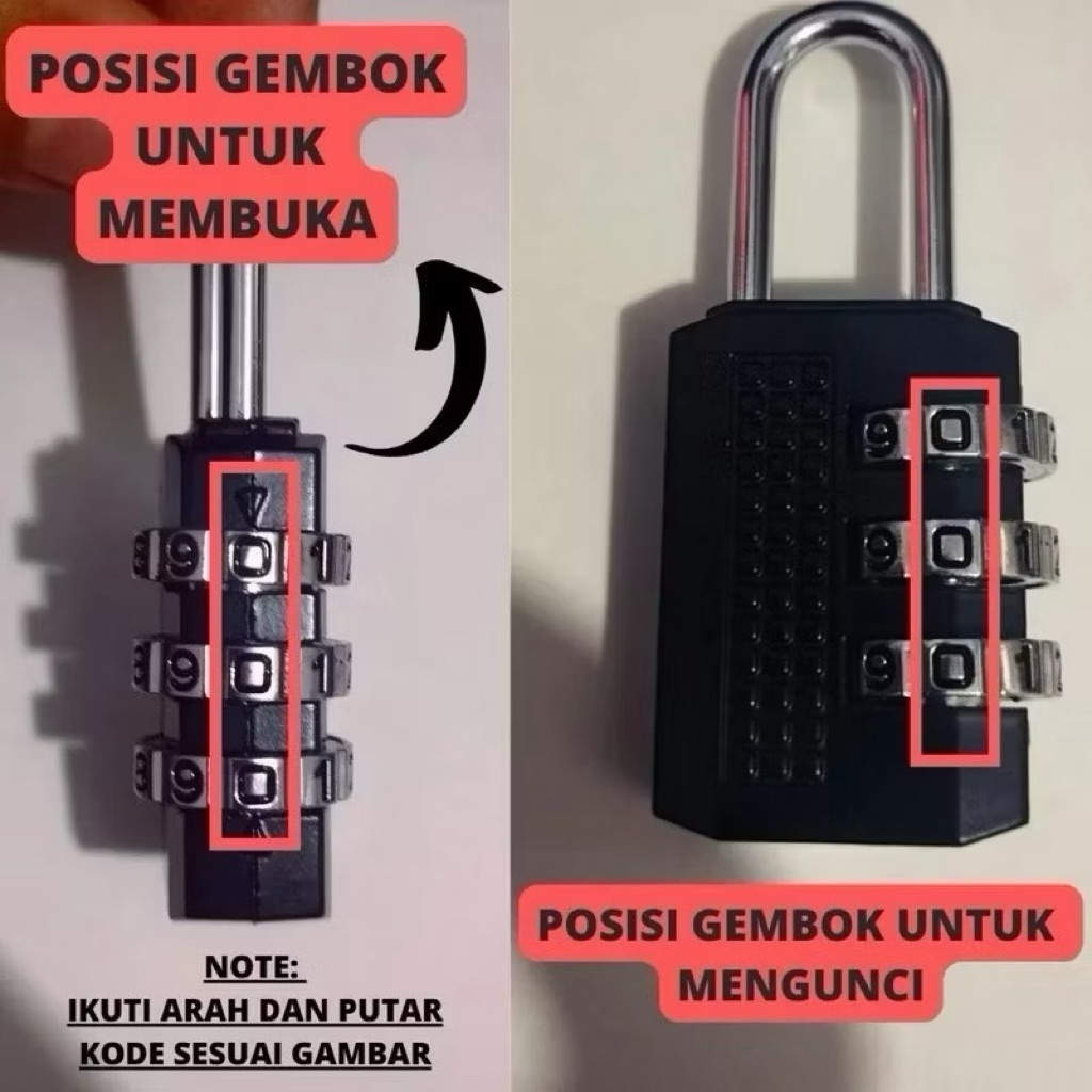 Gembok Nomor Premium / Gembok Angka Multifungsi / Gembok Pin Gembok Tas Koper Gembok Kode (Tekan) / 