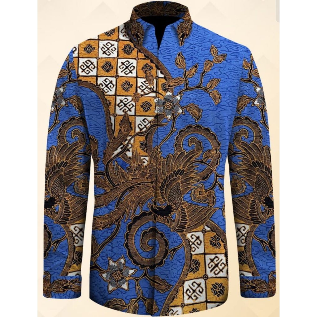 kain batik tulis pria sutera warna biru kain batik