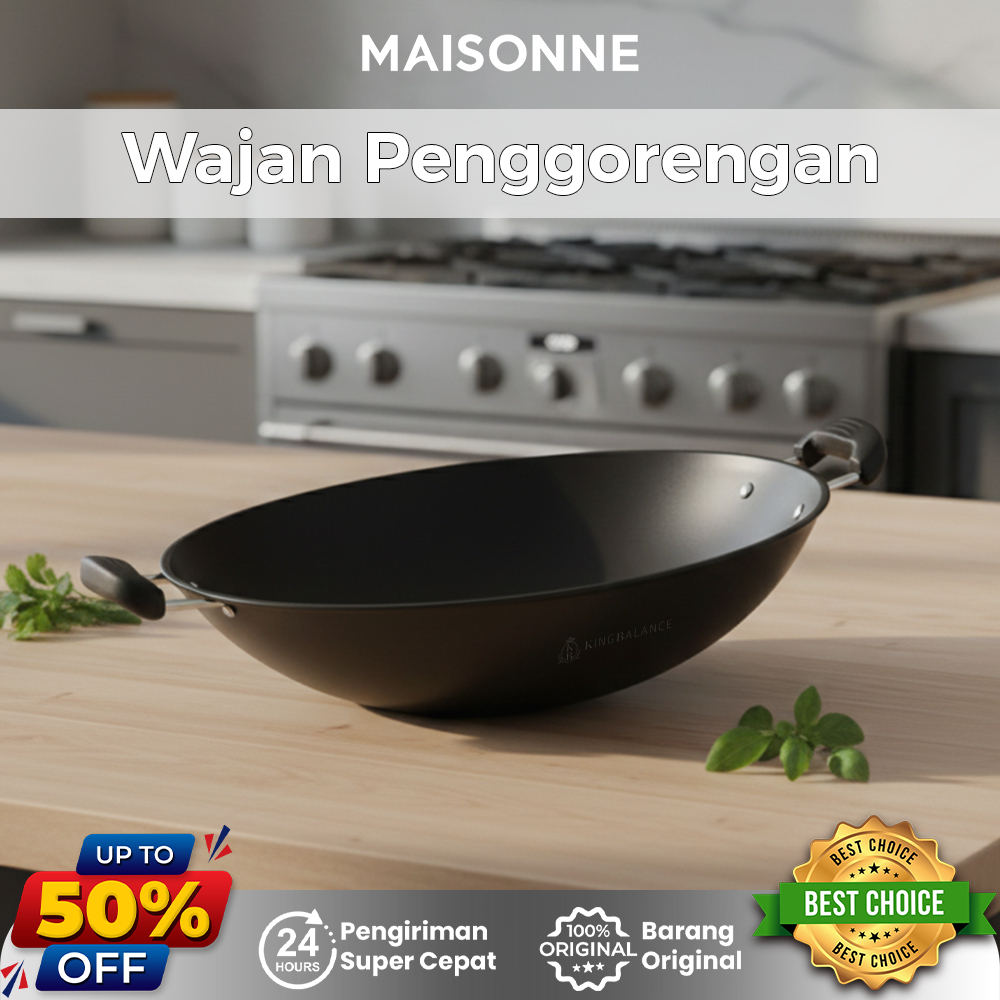 Wajan Penggorengan Anti Lengket Besi Hitam Serbaguna Wajan Besi Anti Lengket Multifungsi 219