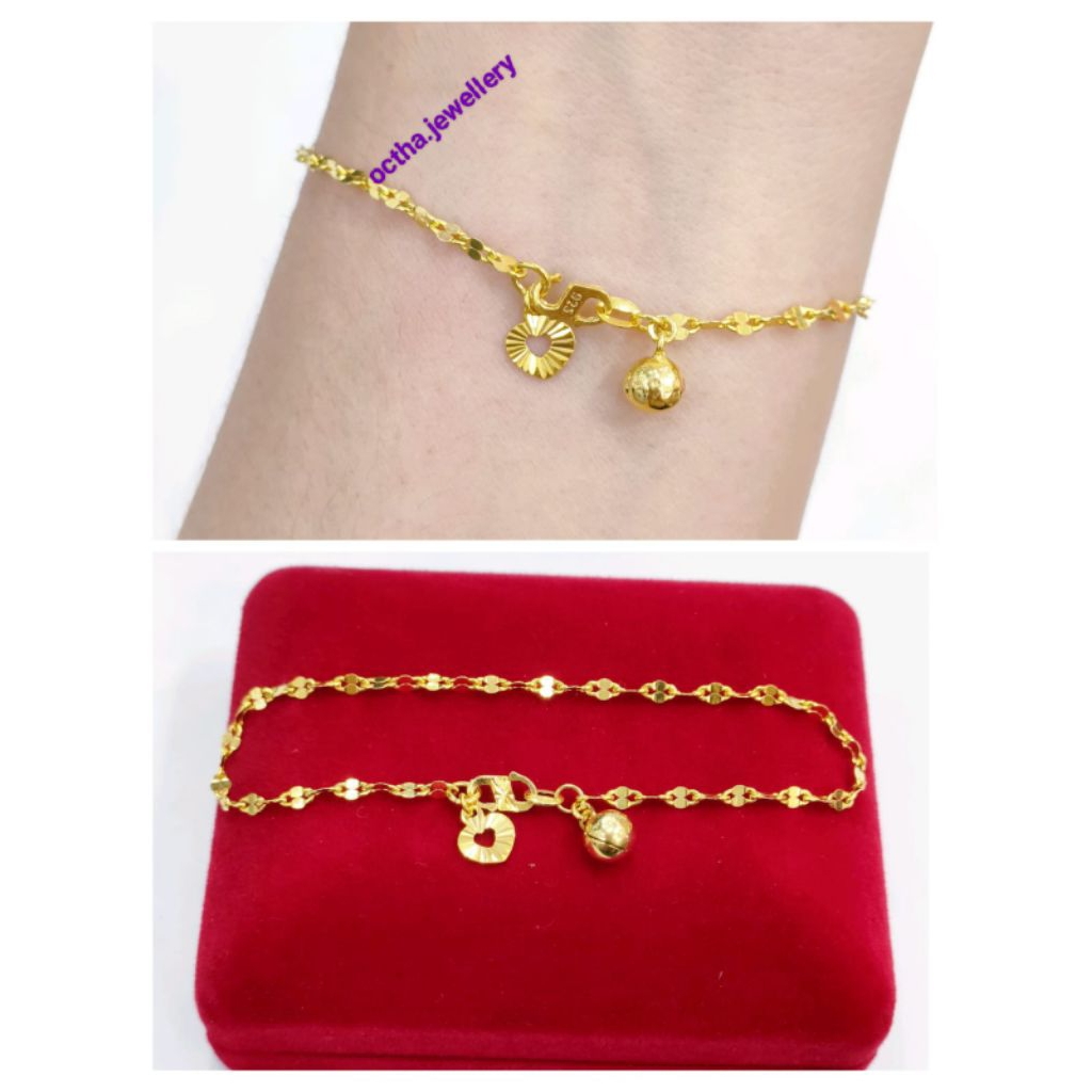 Gelang Tangan Rante Biji Kopi Perak Asli 925 Lapis Emas