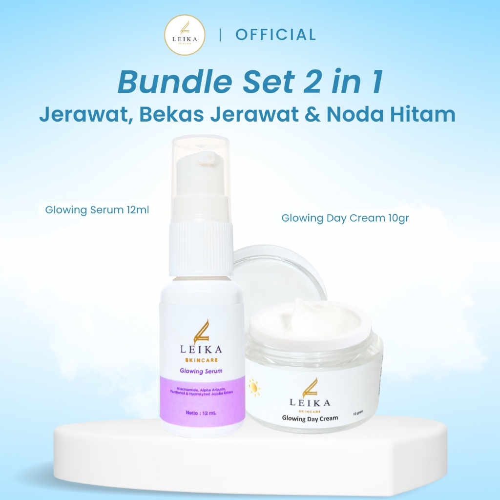 Leika Skincare 2 in 1 Glowing Day Cream & Glowing Serum Leika Skin Care Resmi BPOM