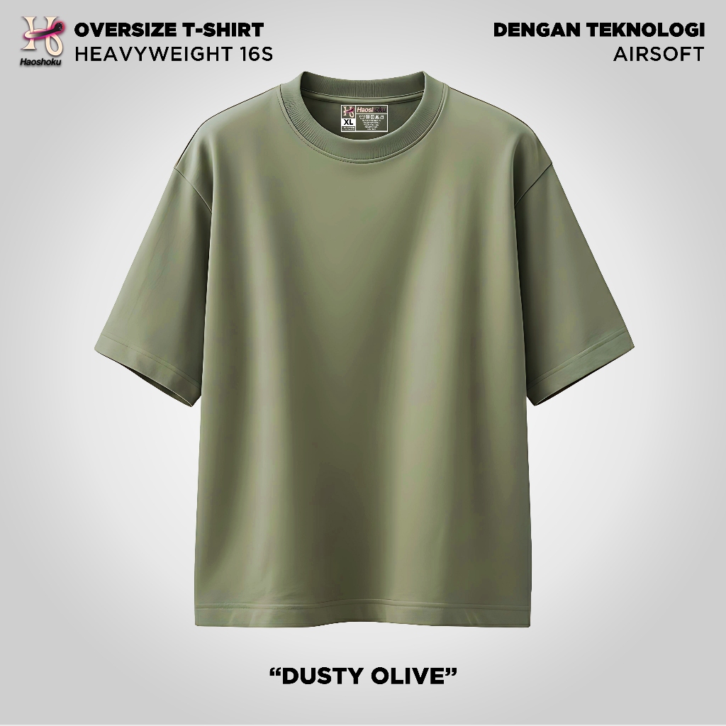 Haoshoku Kaos Oversize 16s Tebal Dusty Olive