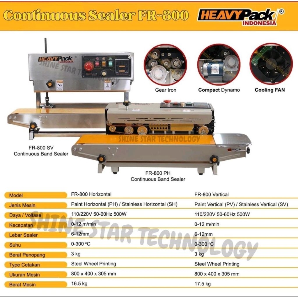 Mesin Continuous Sealer Vertical Horizontal FR-800 HEAVYPACK / FR-800SH FR-800PH FR-800SV FR-800PV
