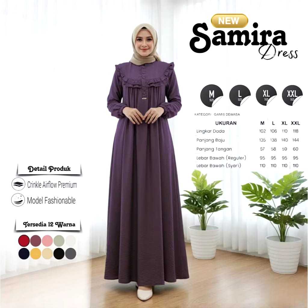 Baju Gamis Wanita Muslim / Gamis   Bahan Crinkle Airflow Premium / Dress Muslimah Model Terbaru