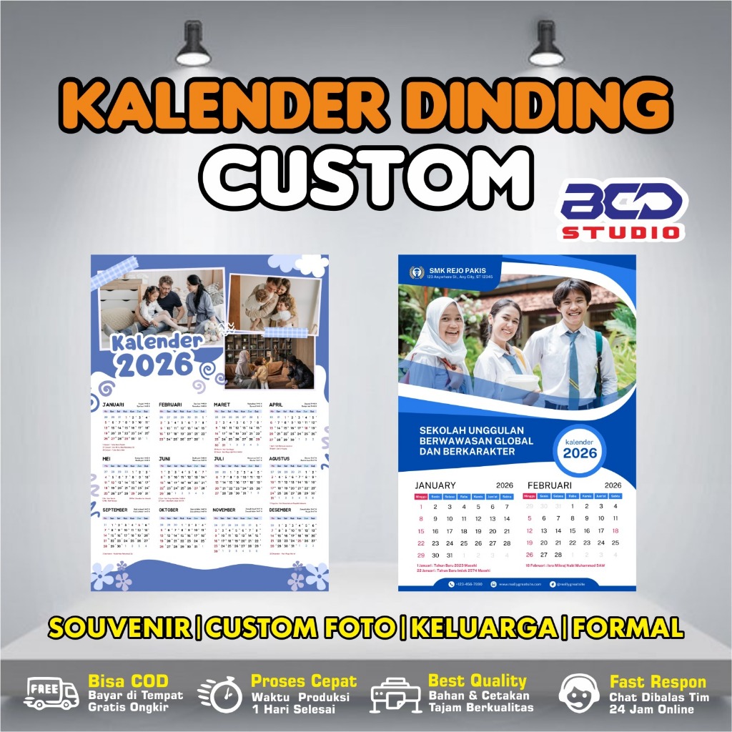 KALENDER DINDING 2026 SATUAN KALENDER MASEHI/NASIONAL/JAWA