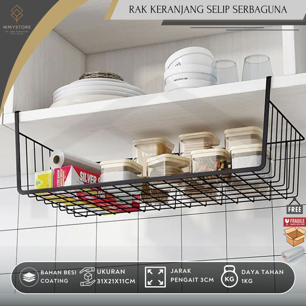 Rak Keranjang Selip / Gantung Hanging Basket Rak  Gantung Lemari Dapur Penyimpanan Keranjang Rak Gan