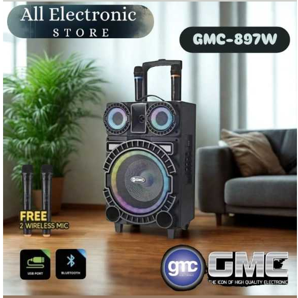 GMC Speaker 897W – Speaker Karaoke Bluetooth 10” 175W USB SD AV In Bass Powerfull untuk Pesta dan Ka