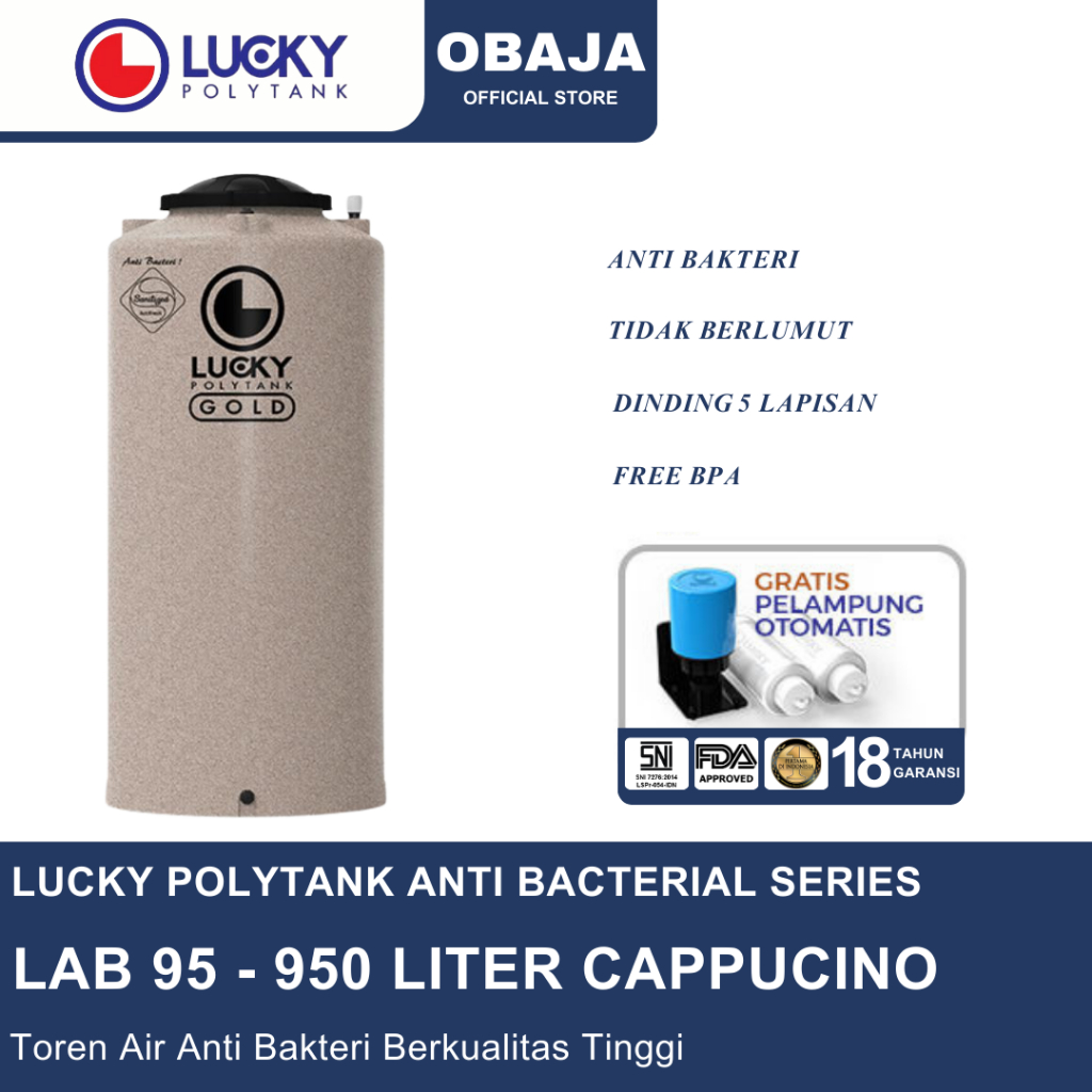 Lucky Polytank Toren Air LAB 95 Cappucino / Toren Air LAB 950 Liter Cappucino Lucky Polytank