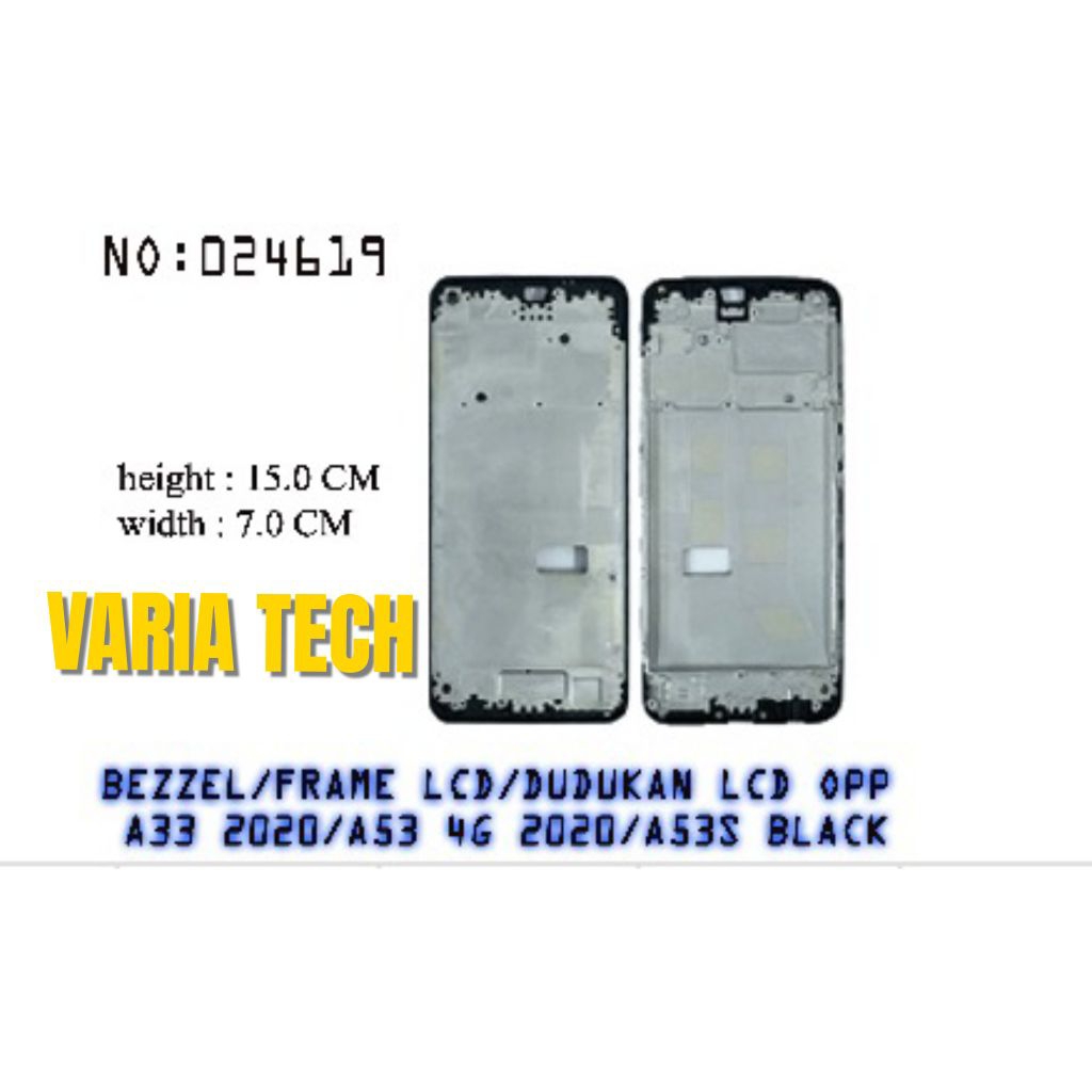 BEZEL /TULANGAN TENGAH LCD/DUDUKAN LCD/FRAME LCD OPPO A33 2020/A53 4G 2020/A53S BLACK