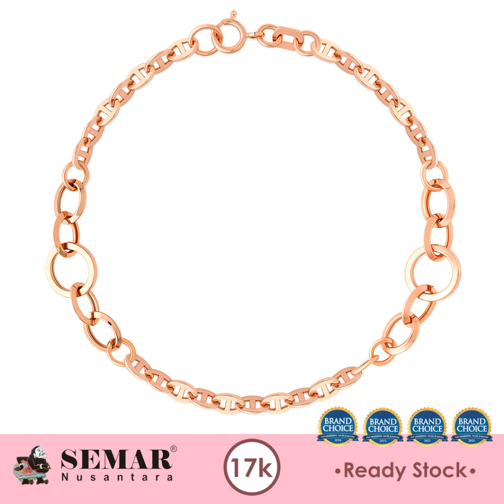 Gelang Emas Neo Fancy Chain Bracelet Rose Gold 17K Semar Nusantara