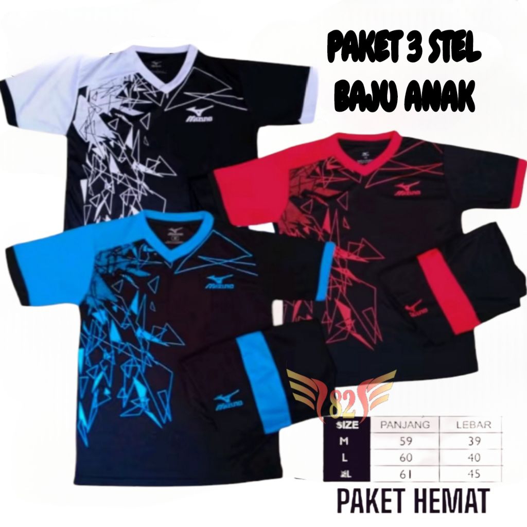 Paket Hemat Isi 3 Pcs 100RB Kaos Olahraga Anak Jersey Bola Anak Usia 5-13 Tahun SD SSB Junior Menyer