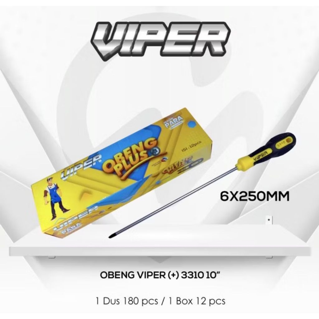 Obeng Plus Gagang Besar Panjang 10" VIPER obeng 10 inch
