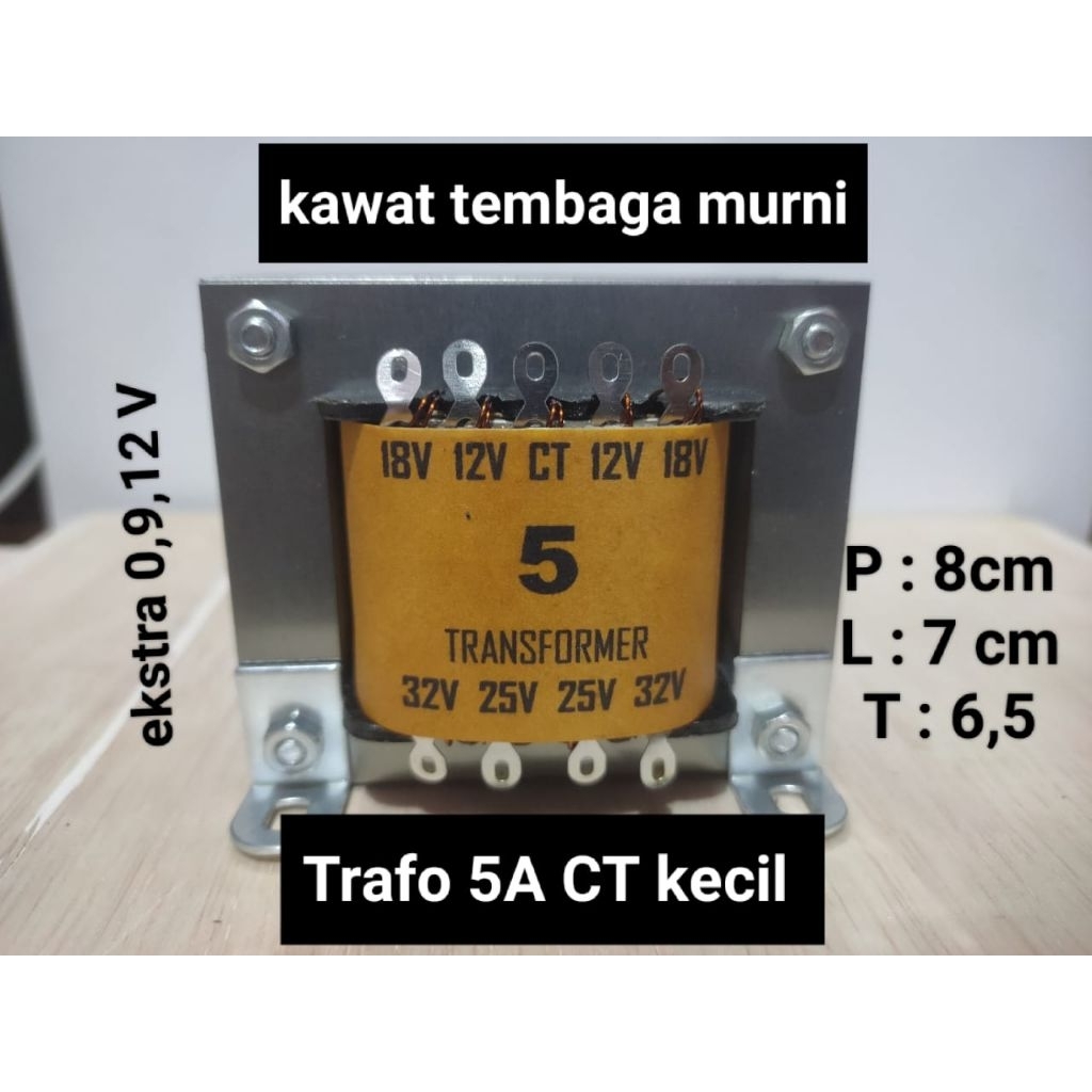 trafo 5 ampere CT kecil asli tembaga murni