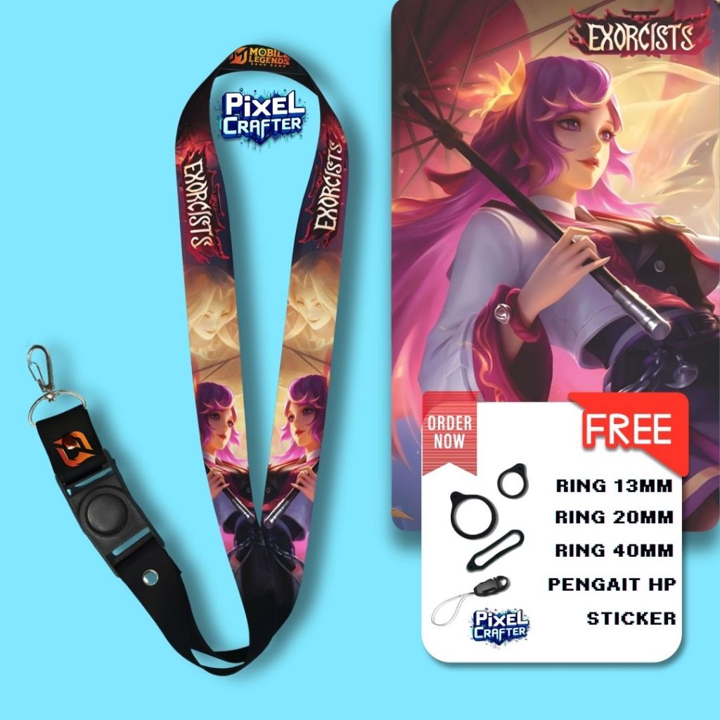 TALI LANYARD MLBB KAGURA EXORCISTS GANTUNGAN HP / GANTUNGAN ID CARD / GANTUNGAN KUNCI