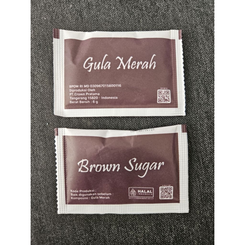 Gula aren sachet/ Brown sugar sachet/ Gula sachet hotel/ Gula cafe resto