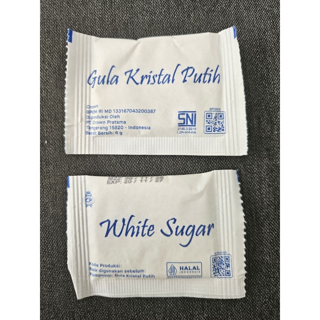 Gula putih sachet/ White sugar sachet/ Gula sachet hotel/ Gula cafe resto