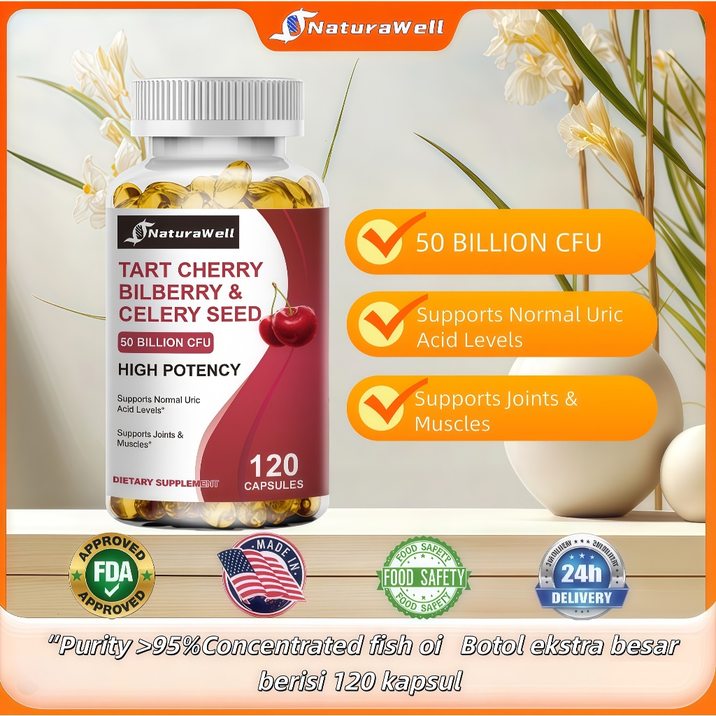 NaturaWell Kapsul Biji Seledri Bilberry Ceri Asam 50 Miliar CFU + Tiga Ekstrak Botani untuk Keseimba