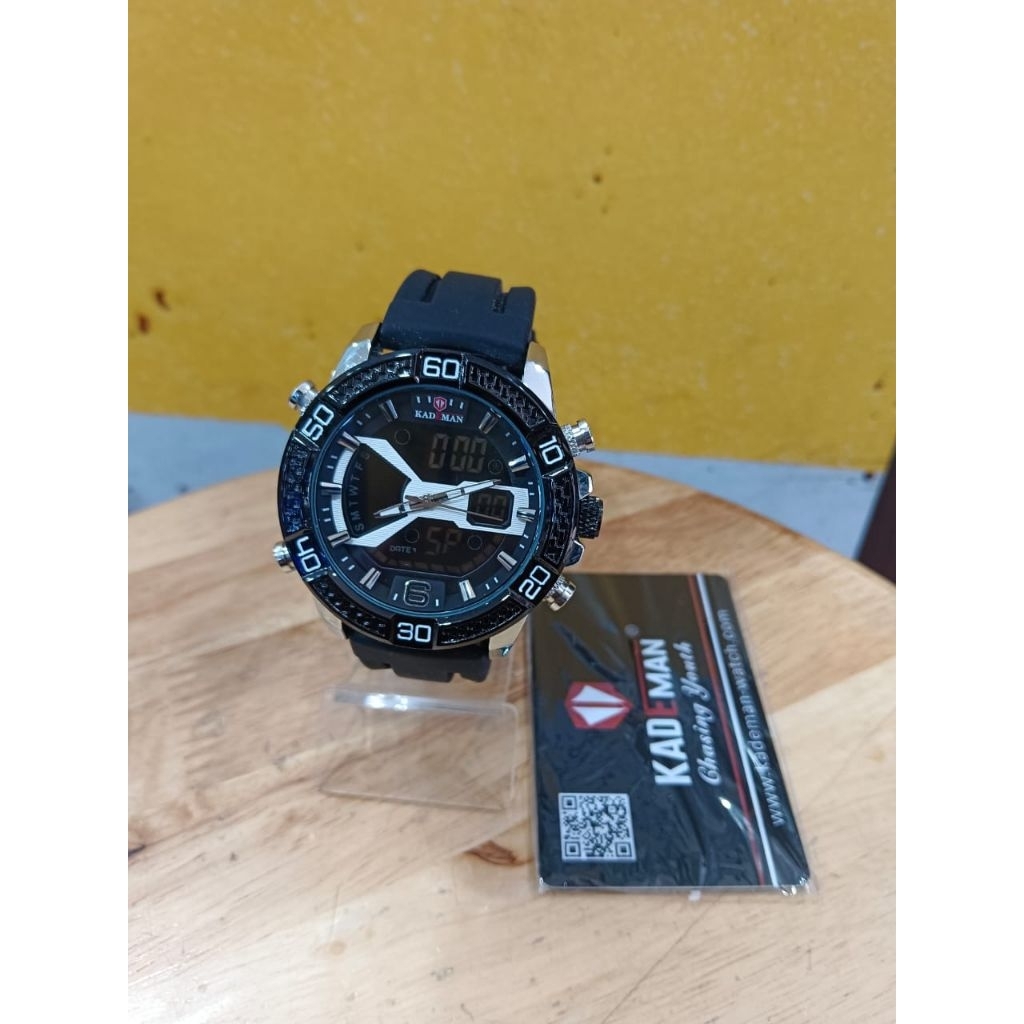 Jam Tangan Pria Kademan 2 Waktu Tali Rubber