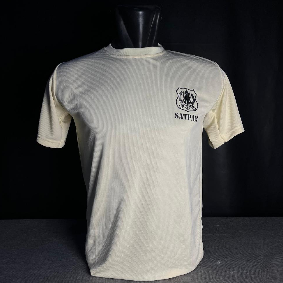 Kaos dryfit satpam pendek cream