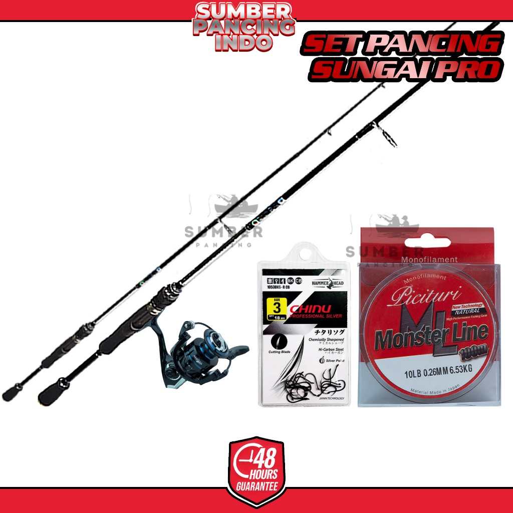 SET PANCING Lengkap Siap Mancing SET PANCING SUNGAI PRO Joran Hammer Head - Reel Centro 3000 - Senar