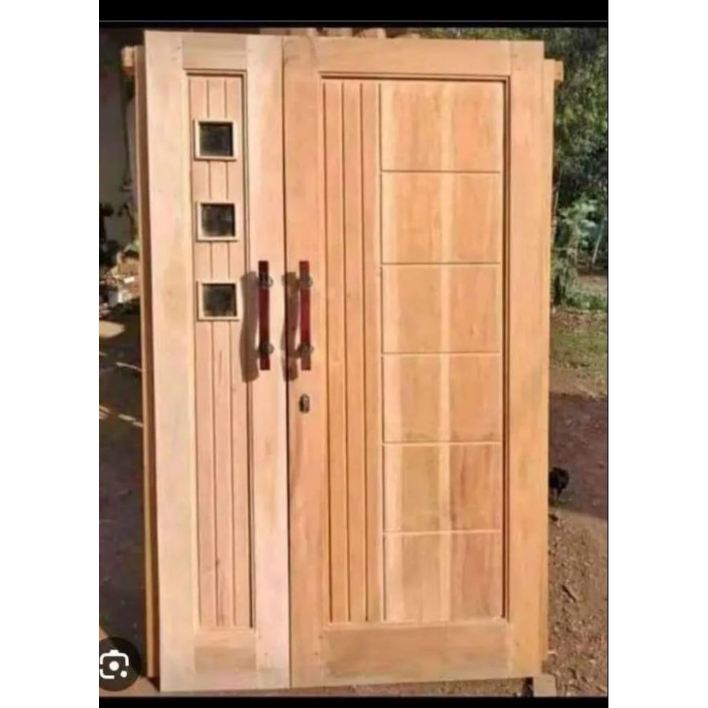 pintu Kupu kupu doubel kayu mahoni