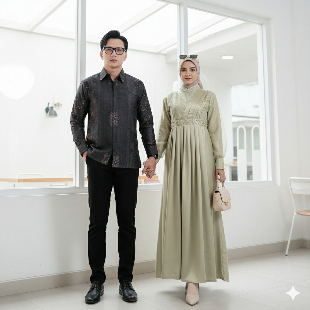 Batik Couple Termurah - Gamis Couple Adeeva Dress Lebaran Kondangan Lamaran Tunangan Wisuda Nikahan 