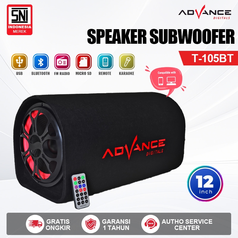 Advance T105 BT -12 inch  Multimedia bluetooth Portable Speaker Radio FM with Subwoofer System +1 Tw