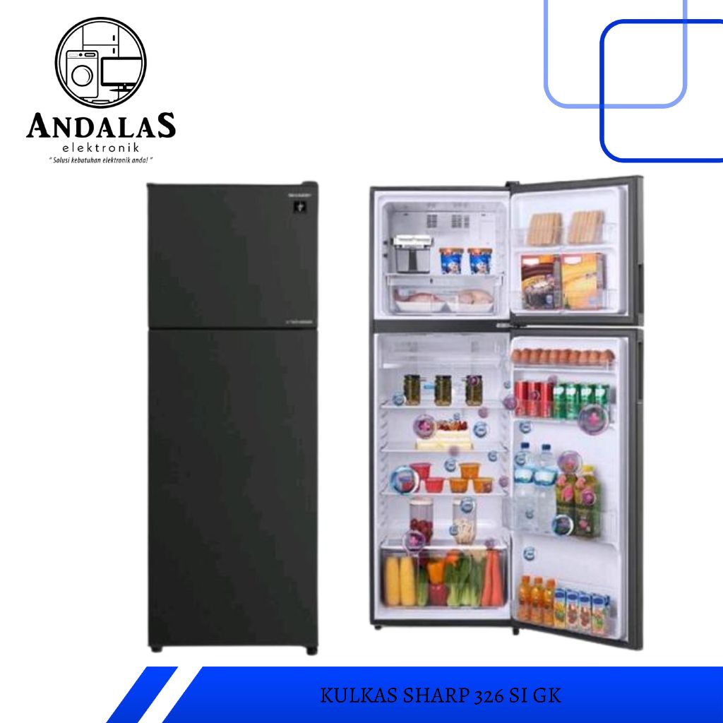 KULKAS SHARP SJ 426 SI GK LEMARI ES 2 PINTU SJ-426SI-GK KULKAS J-TECH INVERTER 426
