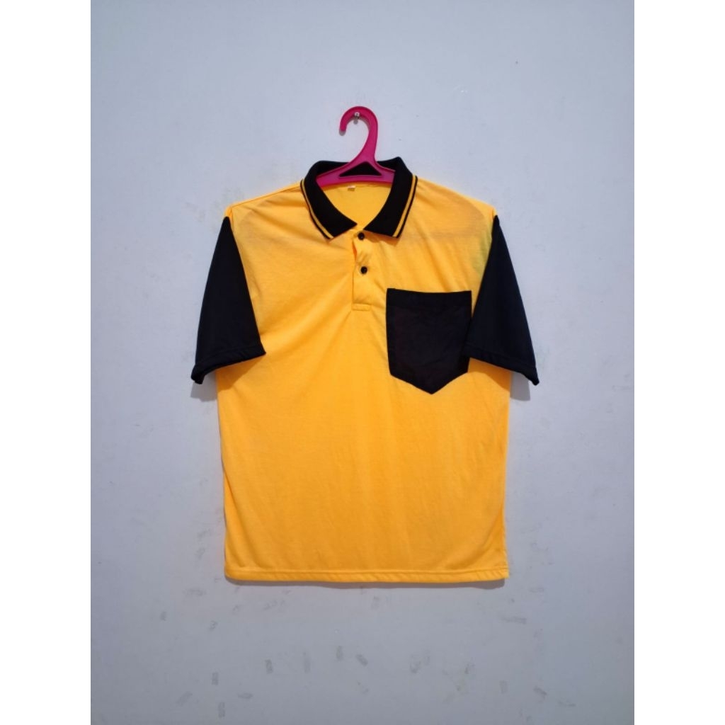 Polo Shirt / Kaos kerah pria warna orange hitam XL