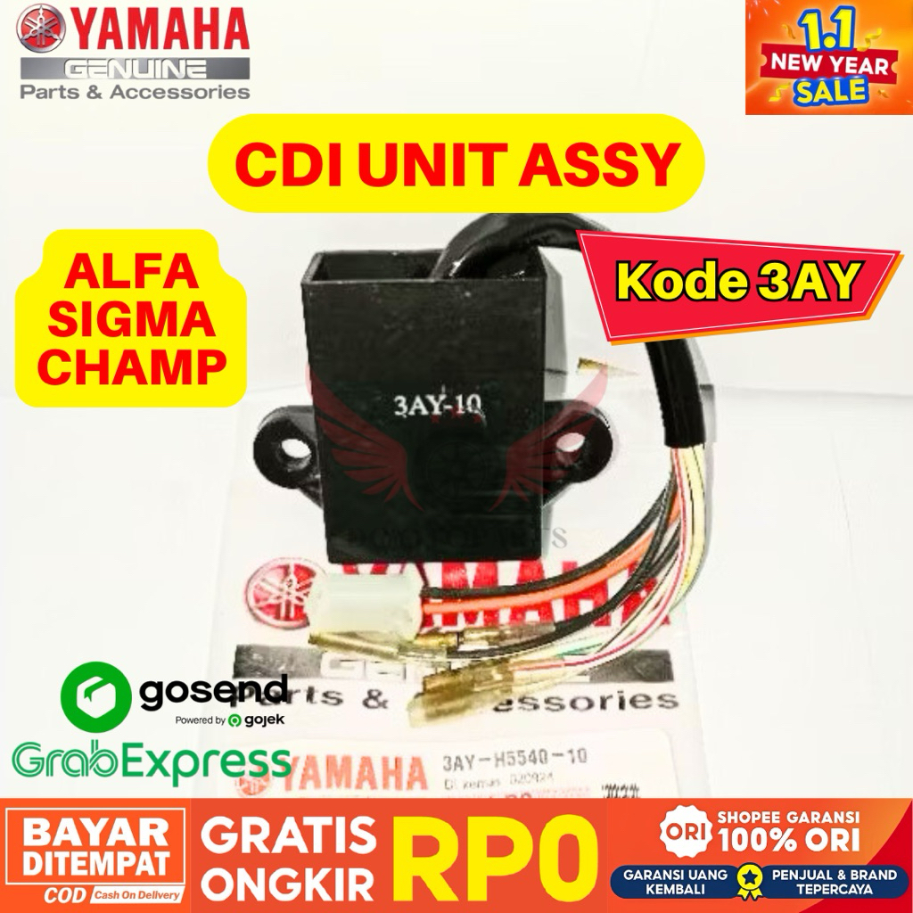 3AY CDI UNIT ASSY ALFA ORIGINAL YAMAHA GENUINE PARTS, CDI ORIGINAL SIGMA, CDI CHAMP GARANSI RESMI, C