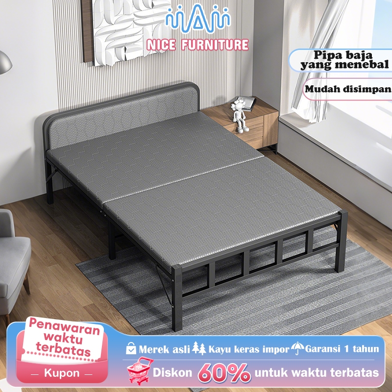Ranjang Lipat Besi Tempat Tidur Lipat Dengan Kasur Dipan Besi Folding Bed Tidak Diperlukan Instalasi