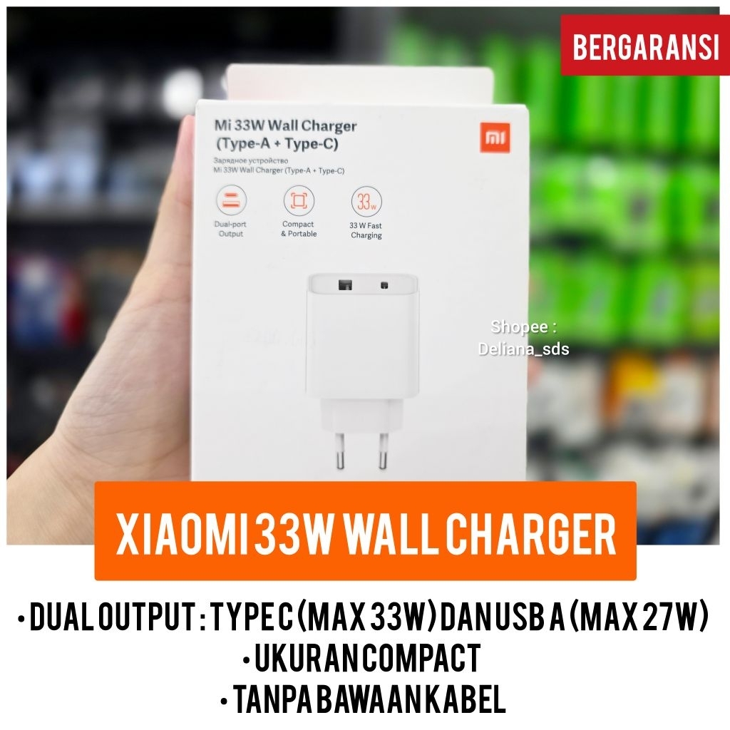 Xiaomi 33W Wall Charger Dual Port Garansi Resmi 1 Tahun Kepala Charger Xiaomi 33W Kepala Charger Xia