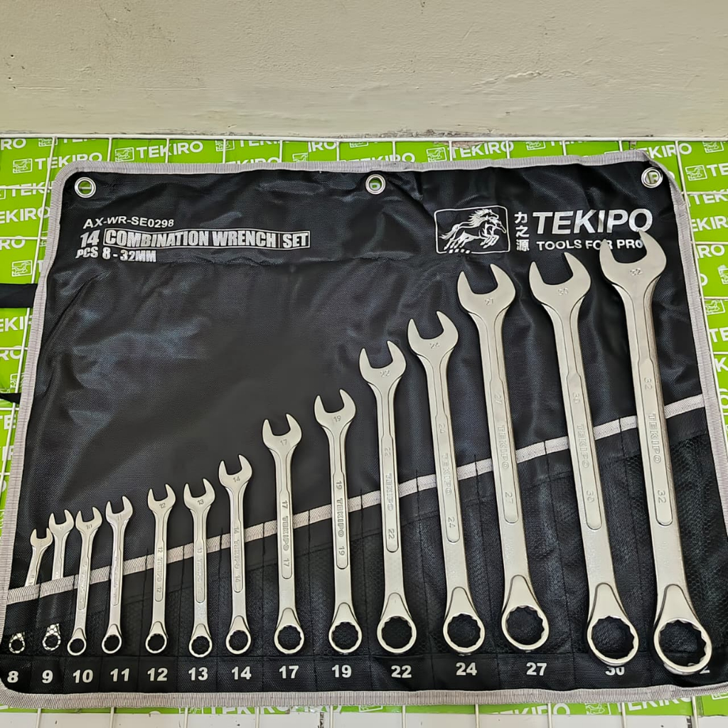 TEKIRO Kunci Ring Pas 14 pcs 8-32 mm - Kunci Ring Pas 1 Set Lengkap Tekiro Original