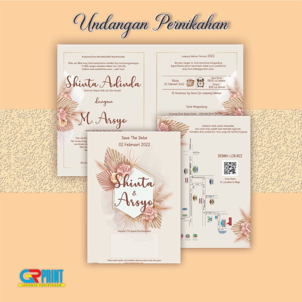 Surat Undangan Pernikahan ( 001 ) aestethic, vintage, elegan, unik, murah, mewah & fullcolour