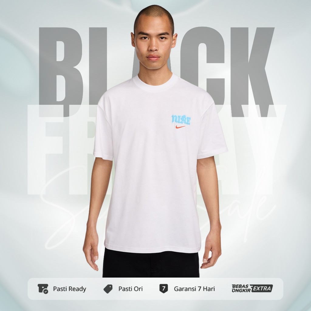 Kaos Nike Original Pria Sportswear Max90 Graphic Tee - White FZ5386