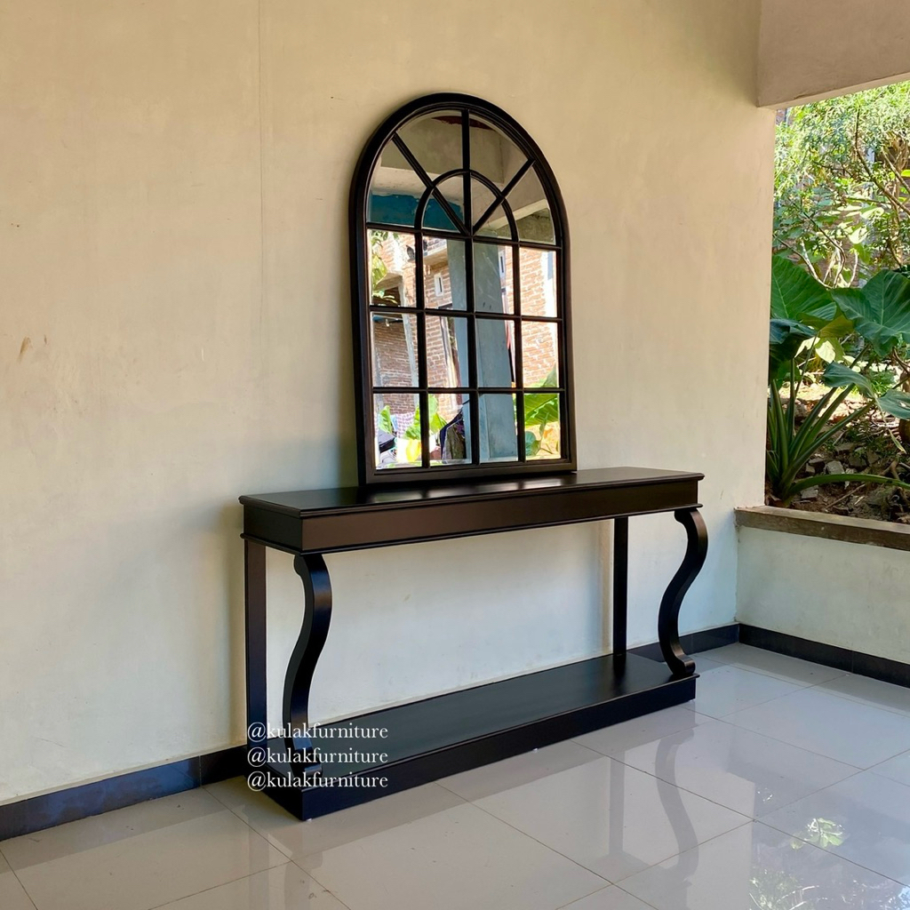 meja cermin hias ruang tamu kayu jati / cermin hias ruang tamu / meja konsul minimalis jati