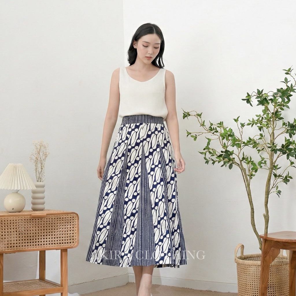 Rok Batik Freya - Rok Batik Wanita Modern Premium - Batik Skirt - Rok Batik Pinggang Karet