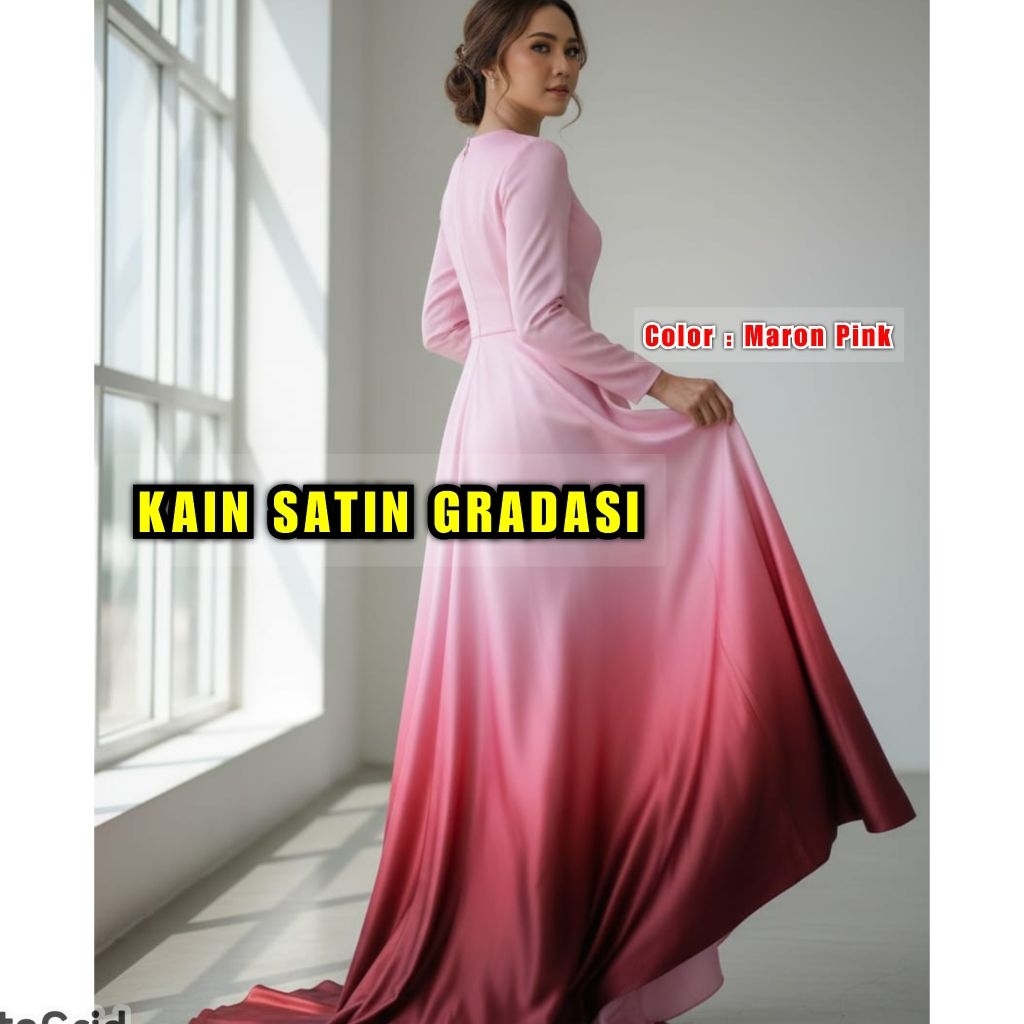 Kain Satin Gradasi, Kain Silk Gradasi, Kain Satin Velvet Gradasi, Kain Bridesmaid Gradasi, Paket Kai