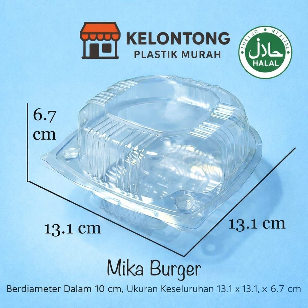 { 1Pack 50Pcs } Mika Burger HB-01 Mika Plastik Hamburger / Mika Sifon Mini / Box Mika Hamburger