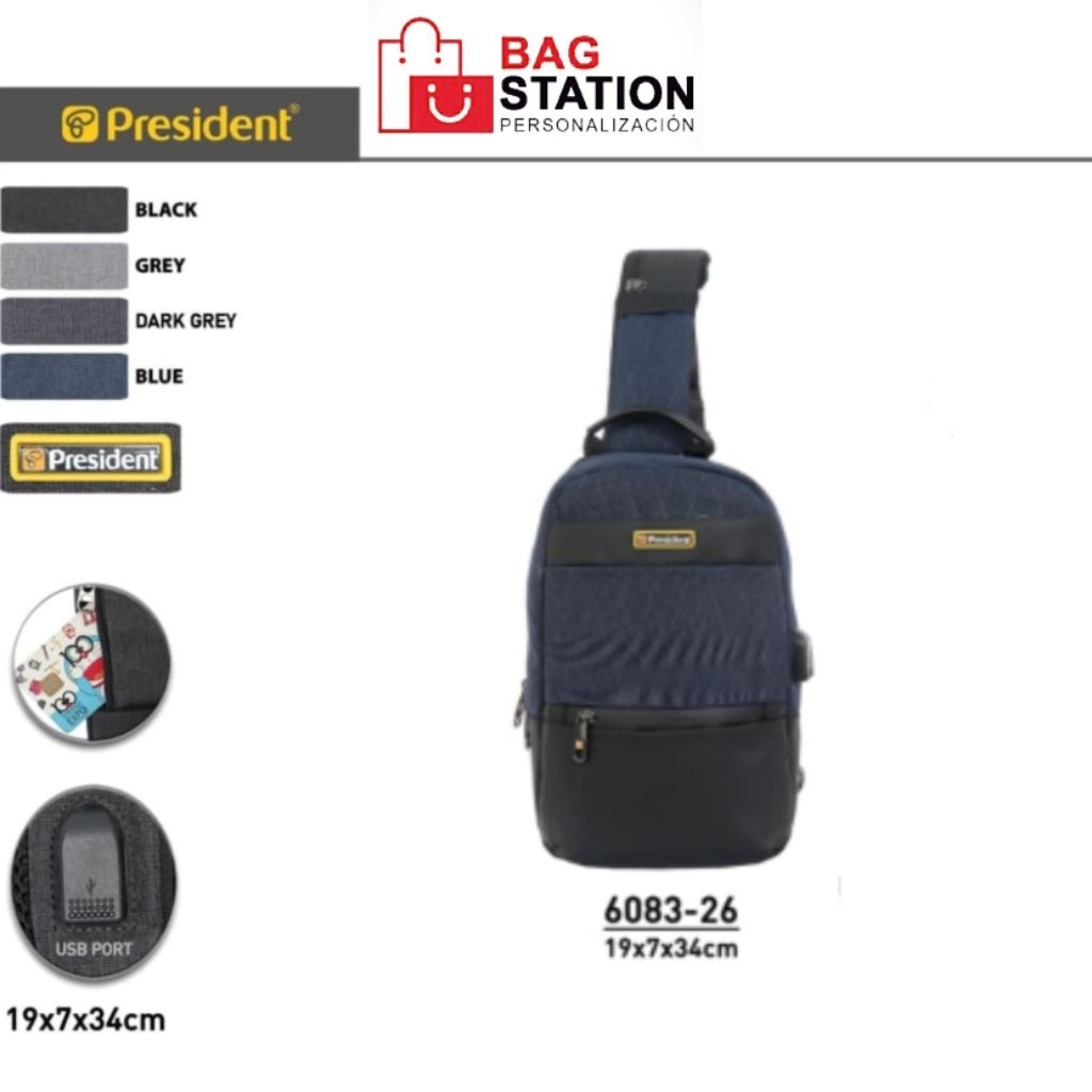 CHEST BAG PRESIDENT USB ORIGINAL SELEMPANG PRESIDENT USB ORIGINAL SLING BAG PRESIDENT USB ORIGINAL T