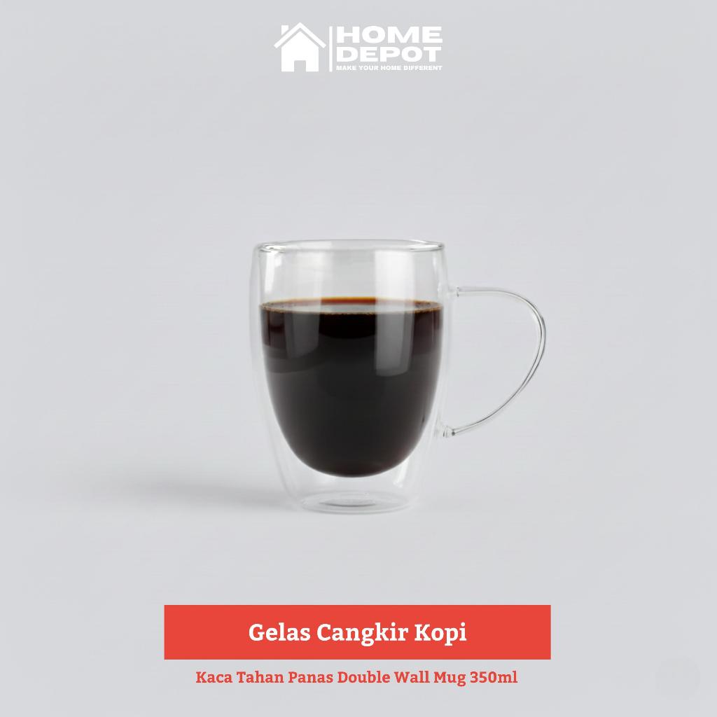 Gelas Cangkir Kopi Kaca Tahan Panas Double Wall Mug 350ml