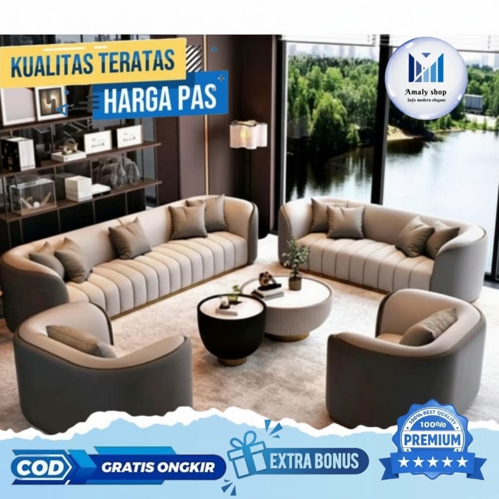 Sofa Kulit 3211 Kursi Ruang Tamu Minimalis Modern Sofa Model Terbaru Kualitas Premium Realpict Sofa 