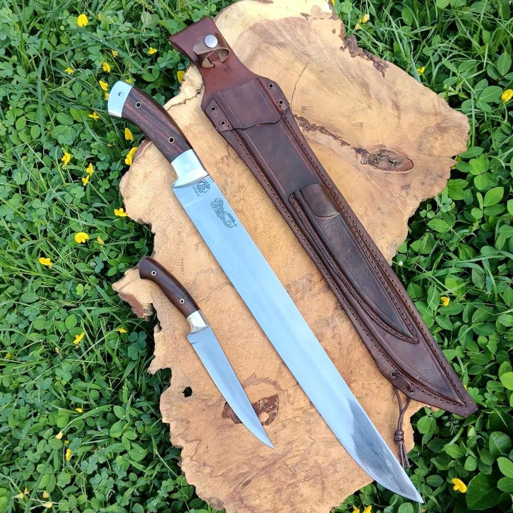 paket pisau sembelih panjang 40cm sarung kulit asli