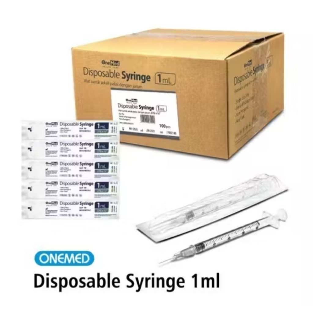 Syiringe 1 cc onemed / spuit 1 cc onemed box isi 100 pcs