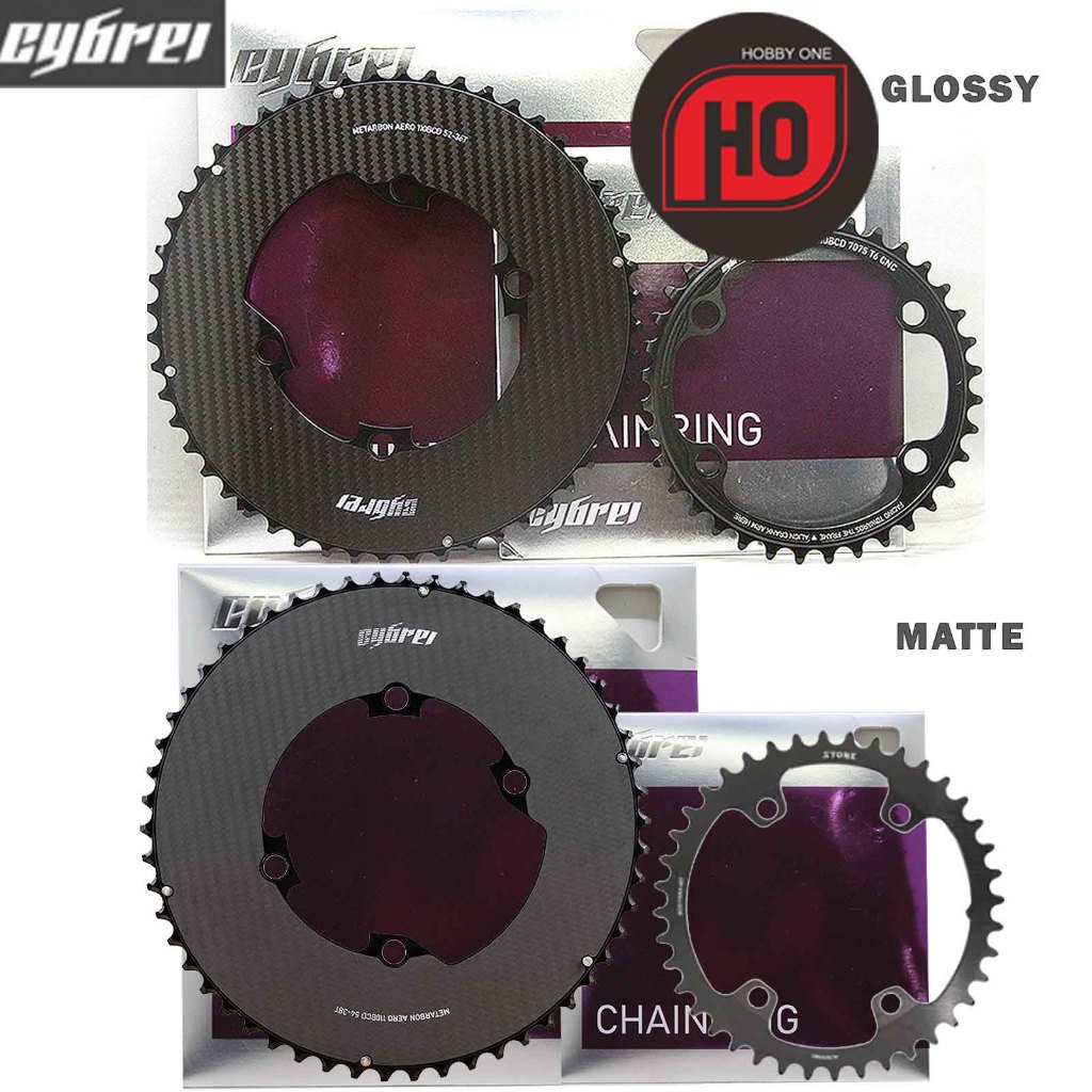 CYBREI METARBON AERO 2X Carbon Fiber Composite Double BCD110x4 Outer Inner Chainring Black