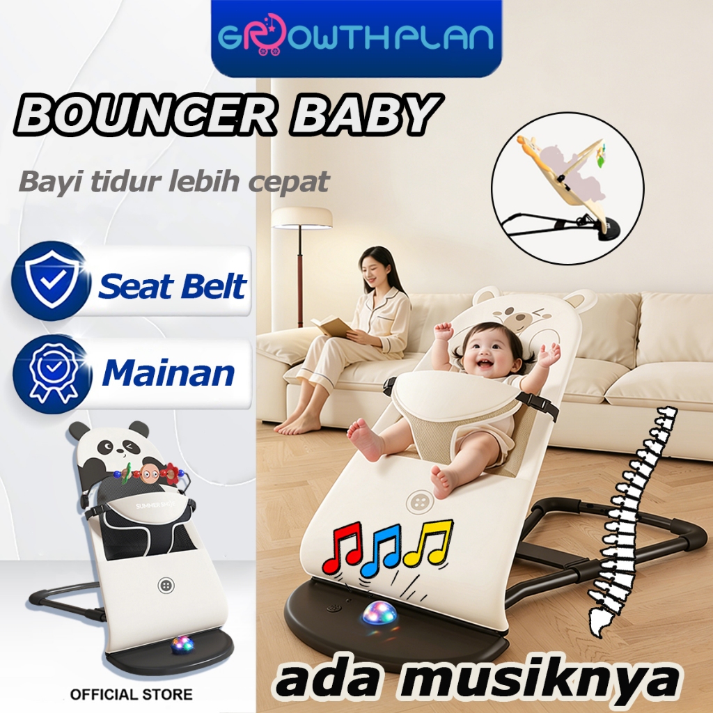 Kursi Ayunan Bayi Lipat Bayi Bouncer Tempat Tidur Bayi Goyang Foldable Kuat Hingga 25KG dengan Rak M