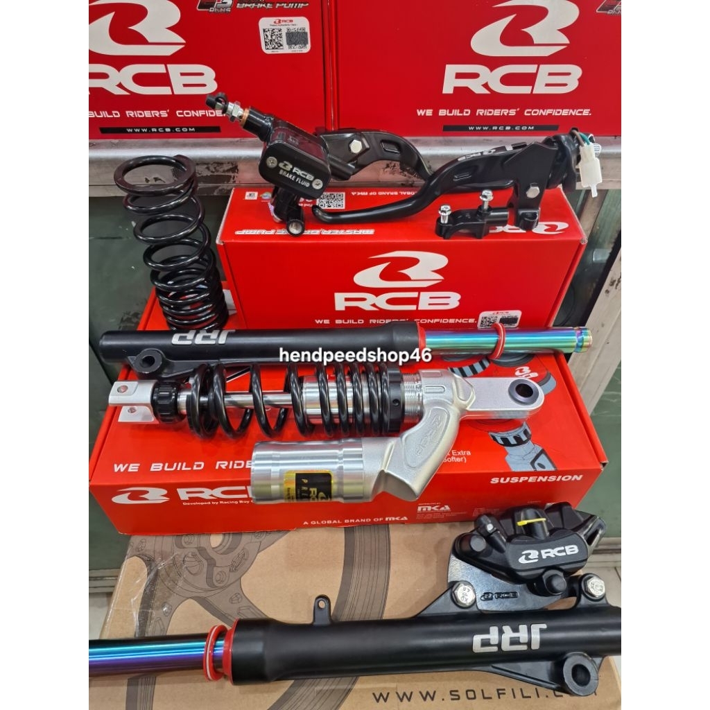 paket rcb shock kaliper e series+shock v series+master rem rcb e3 kanan kiri+shock depan jrp vario 1