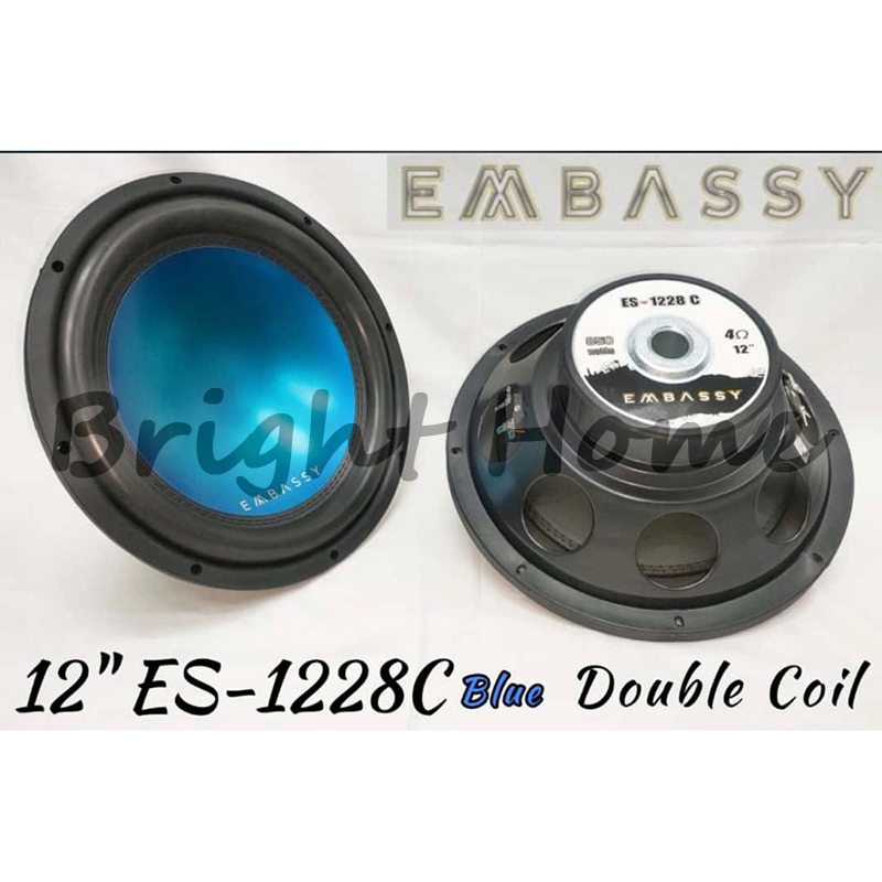 EMBASSY ES1228C ES-1228C Subwoofer Mobil 12 Inch Biru Double Coil 850 Watt