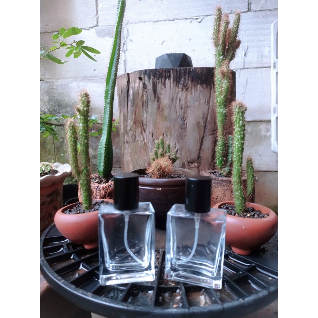 Botol parfum kaca kotak 30ml /35 ml rekondisi (spray drat/ulir) fullset